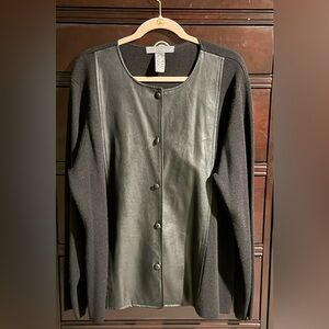 Elegant Black Leather Button-Up Jacket